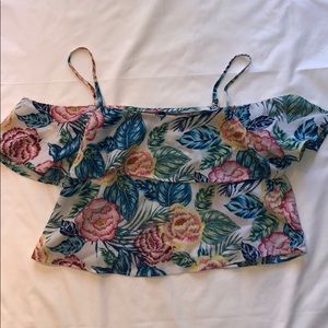 Floral festive off the shoulder top